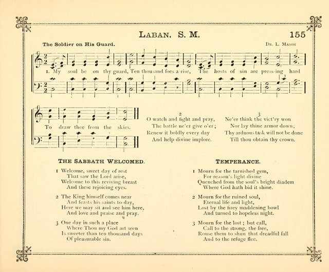 Carols of Joy: choice collection of songs and hymns for the Sunday School, Bible class, and the Home Circle to which has been added an easy method of Rudimental Instruction in Music, for Weekday Study page 155