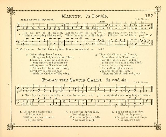 Carols of Joy: choice collection of songs and hymns for the Sunday School, Bible class, and the Home Circle to which has been added an easy method of Rudimental Instruction in Music, for Weekday Study page 157