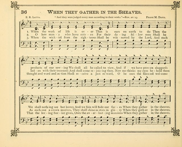 Carols of Joy: choice collection of songs and hymns for the Sunday School, Bible class, and the Home Circle to which has been added an easy method of Rudimental Instruction in Music, for Weekday Study page 36