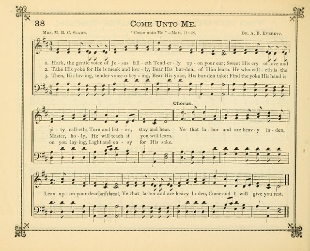 Carols of Joy: choice collection of songs and hymns for the Sunday School, Bible class, and the Home Circle to which has been added an easy method of Rudimental Instruction in Music, for Weekday Study page 38