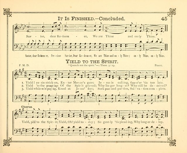 Carols of Joy: choice collection of songs and hymns for the Sunday School, Bible class, and the Home Circle to which has been added an easy method of Rudimental Instruction in Music, for Weekday Study page 45