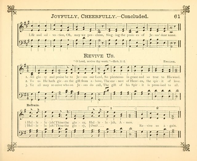 Carols of Joy: choice collection of songs and hymns for the Sunday School, Bible class, and the Home Circle to which has been added an easy method of Rudimental Instruction in Music, for Weekday Study page 61