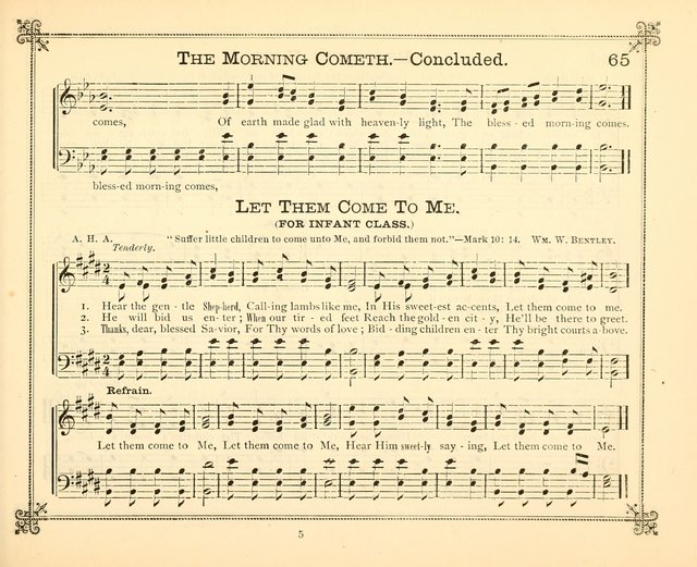 Carols of Joy: choice collection of songs and hymns for the Sunday School, Bible class, and the Home Circle to which has been added an easy method of Rudimental Instruction in Music, for Weekday Study page 65