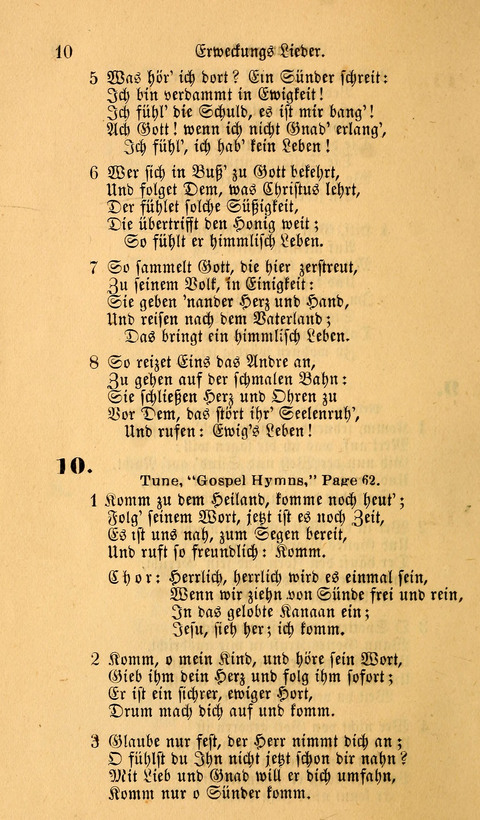 Die Deutsche Ausgabe der Englischen und Deutschen Frohen Botschaftslieder: zum Gebrauch bei Erweckungs- und Gebetsversammlungen (Ebenezer Hymnal) page 10