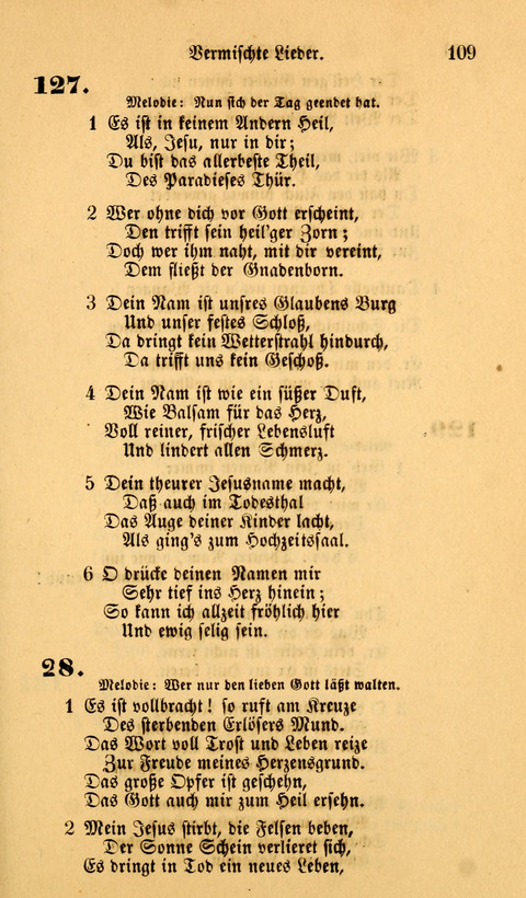 Die Deutsche Ausgabe der Englischen und Deutschen Frohen Botschaftslieder: zum Gebrauch bei Erweckungs- und Gebetsversammlungen (Ebenezer Hymnal) page 109