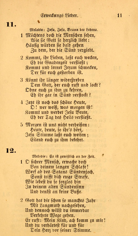 Die Deutsche Ausgabe der Englischen und Deutschen Frohen Botschaftslieder: zum Gebrauch bei Erweckungs- und Gebetsversammlungen (Ebenezer Hymnal) page 11