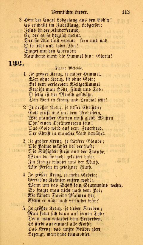 Die Deutsche Ausgabe der Englischen und Deutschen Frohen Botschaftslieder: zum Gebrauch bei Erweckungs- und Gebetsversammlungen (Ebenezer Hymnal) page 113