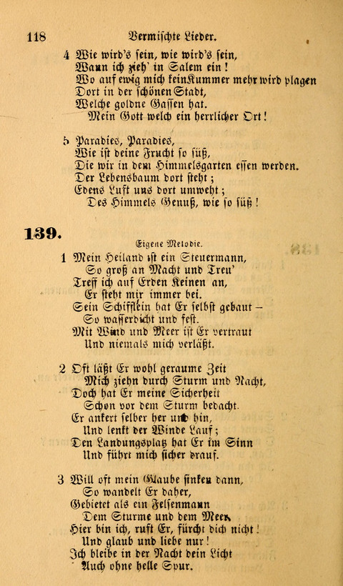 Die Deutsche Ausgabe der Englischen und Deutschen Frohen Botschaftslieder: zum Gebrauch bei Erweckungs- und Gebetsversammlungen (Ebenezer Hymnal) page 118