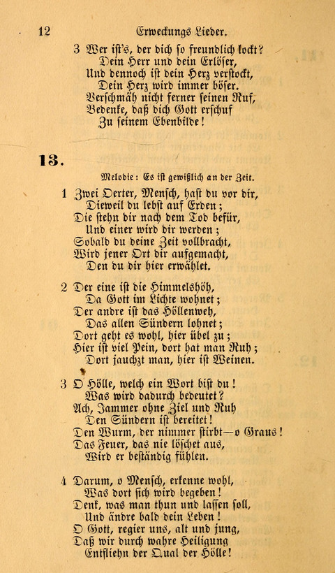 Die Deutsche Ausgabe der Englischen und Deutschen Frohen Botschaftslieder: zum Gebrauch bei Erweckungs- und Gebetsversammlungen (Ebenezer Hymnal) page 12