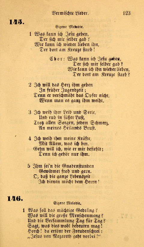 Die Deutsche Ausgabe der Englischen und Deutschen Frohen Botschaftslieder: zum Gebrauch bei Erweckungs- und Gebetsversammlungen (Ebenezer Hymnal) page 123