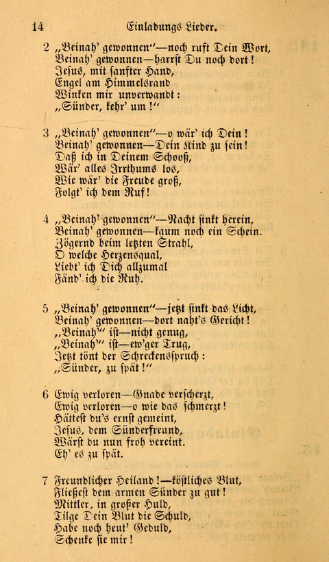 Die Deutsche Ausgabe der Englischen und Deutschen Frohen Botschaftslieder: zum Gebrauch bei Erweckungs- und Gebetsversammlungen (Ebenezer Hymnal) page 14