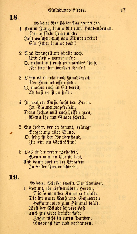 Die Deutsche Ausgabe der Englischen und Deutschen Frohen Botschaftslieder: zum Gebrauch bei Erweckungs- und Gebetsversammlungen (Ebenezer Hymnal) page 17