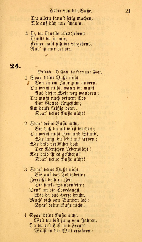 Die Deutsche Ausgabe der Englischen und Deutschen Frohen Botschaftslieder: zum Gebrauch bei Erweckungs- und Gebetsversammlungen (Ebenezer Hymnal) page 21