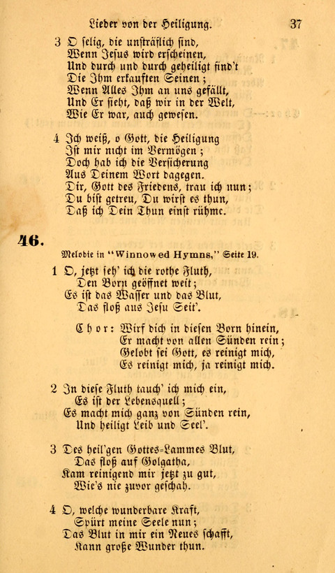 Die Deutsche Ausgabe der Englischen und Deutschen Frohen Botschaftslieder: zum Gebrauch bei Erweckungs- und Gebetsversammlungen (Ebenezer Hymnal) page 37