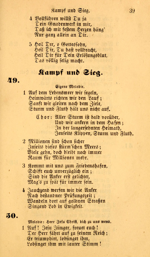 Die Deutsche Ausgabe der Englischen und Deutschen Frohen Botschaftslieder: zum Gebrauch bei Erweckungs- und Gebetsversammlungen (Ebenezer Hymnal) page 39