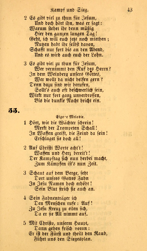 Die Deutsche Ausgabe der Englischen und Deutschen Frohen Botschaftslieder: zum Gebrauch bei Erweckungs- und Gebetsversammlungen (Ebenezer Hymnal) page 43