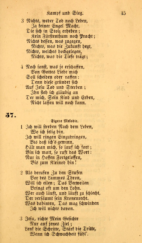 Die Deutsche Ausgabe der Englischen und Deutschen Frohen Botschaftslieder: zum Gebrauch bei Erweckungs- und Gebetsversammlungen (Ebenezer Hymnal) page 45