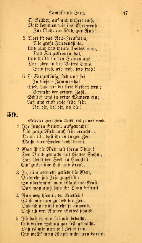 Die Deutsche Ausgabe der Englischen und Deutschen Frohen Botschaftslieder: zum Gebrauch bei Erweckungs- und Gebetsversammlungen (Ebenezer Hymnal) page 47