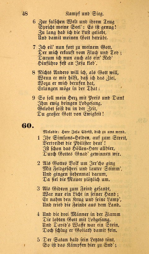 Die Deutsche Ausgabe der Englischen und Deutschen Frohen Botschaftslieder: zum Gebrauch bei Erweckungs- und Gebetsversammlungen (Ebenezer Hymnal) page 48