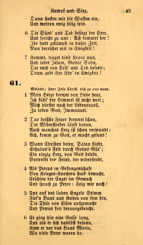 Die Deutsche Ausgabe der Englischen und Deutschen Frohen Botschaftslieder: zum Gebrauch bei Erweckungs- und Gebetsversammlungen (Ebenezer Hymnal) page 49