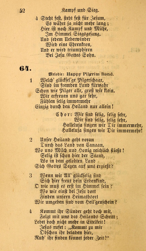 Die Deutsche Ausgabe der Englischen und Deutschen Frohen Botschaftslieder: zum Gebrauch bei Erweckungs- und Gebetsversammlungen (Ebenezer Hymnal) page 52