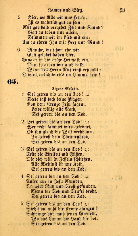 Die Deutsche Ausgabe der Englischen und Deutschen Frohen Botschaftslieder: zum Gebrauch bei Erweckungs- und Gebetsversammlungen (Ebenezer Hymnal) page 53