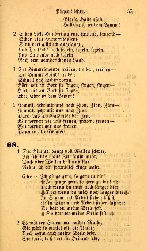 Die Deutsche Ausgabe der Englischen und Deutschen Frohen Botschaftslieder: zum Gebrauch bei Erweckungs- und Gebetsversammlungen (Ebenezer Hymnal) page 55