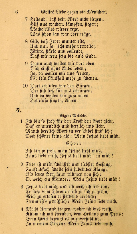 Die Deutsche Ausgabe der Englischen und Deutschen Frohen Botschaftslieder: zum Gebrauch bei Erweckungs- und Gebetsversammlungen (Ebenezer Hymnal) page 6