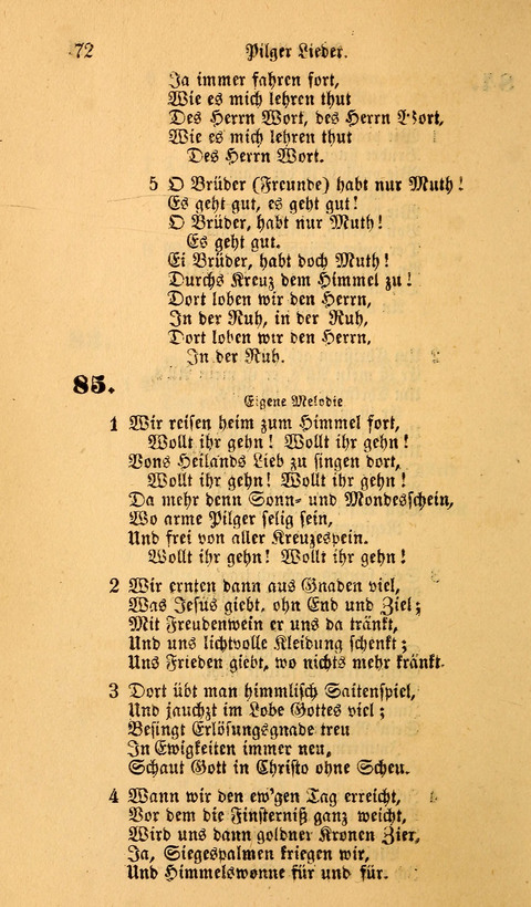 Die Deutsche Ausgabe der Englischen und Deutschen Frohen Botschaftslieder: zum Gebrauch bei Erweckungs- und Gebetsversammlungen (Ebenezer Hymnal) page 72