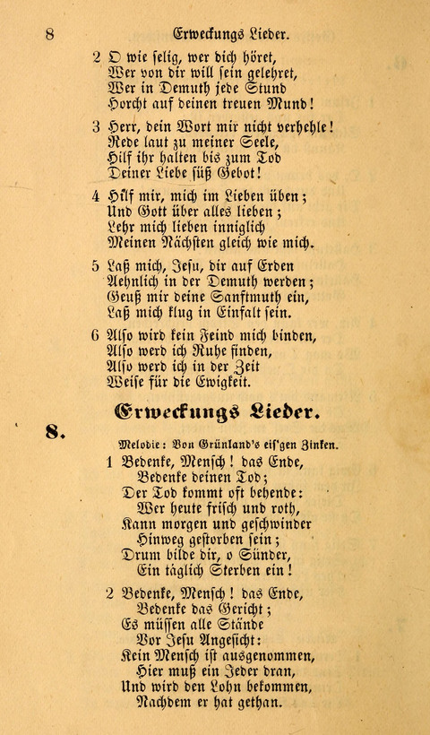 Die Deutsche Ausgabe der Englischen und Deutschen Frohen Botschaftslieder: zum Gebrauch bei Erweckungs- und Gebetsversammlungen (Ebenezer Hymnal) page 8