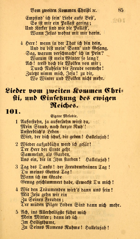 Die Deutsche Ausgabe der Englischen und Deutschen Frohen Botschaftslieder: zum Gebrauch bei Erweckungs- und Gebetsversammlungen (Ebenezer Hymnal) page 85