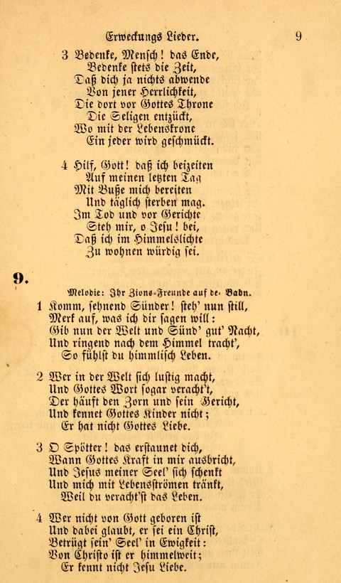 Die Deutsche Ausgabe der Englischen und Deutschen Frohen Botschaftslieder: zum Gebrauch bei Erweckungs- und Gebetsversammlungen (Ebenezer Hymnal) page 9