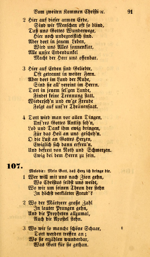 Die Deutsche Ausgabe der Englischen und Deutschen Frohen Botschaftslieder: zum Gebrauch bei Erweckungs- und Gebetsversammlungen (Ebenezer Hymnal) page 91