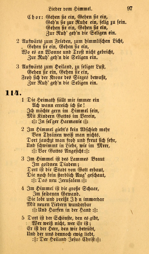 Die Deutsche Ausgabe der Englischen und Deutschen Frohen Botschaftslieder: zum Gebrauch bei Erweckungs- und Gebetsversammlungen (Ebenezer Hymnal) page 97