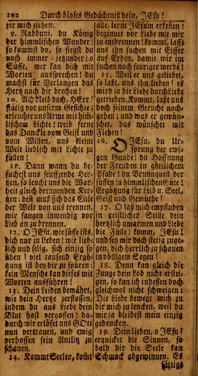 Das Kleine Davidische Psalterspiel der Kinder Zions von alten und neuen auserlesenen Geistes-Gesängen allen wahren heyls-begierigen Säuglingen der Weisheit, insonderheit aber denen Gemeinden des Herrn page 102