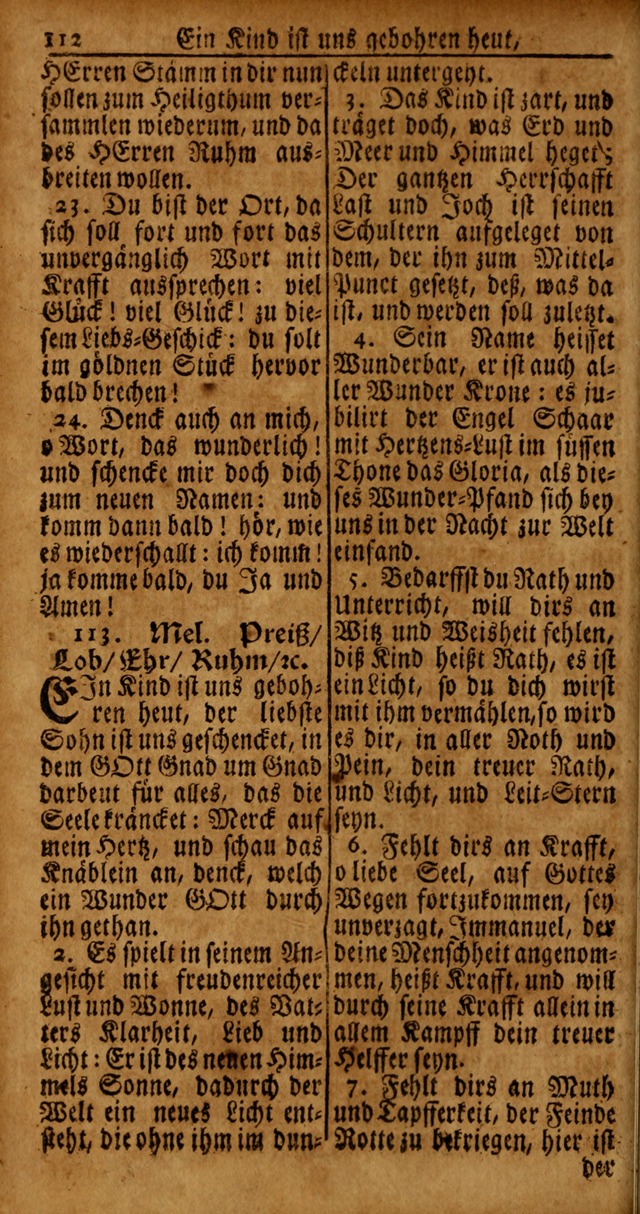 Das Kleine Davidische Psalterspiel der Kinder Zions von alten und neuen auserlesenen Geistes-Gesängen allen wahren heyls-begierigen Säuglingen der Weisheit, insonderheit aber denen Gemeinden des Herrn page 112