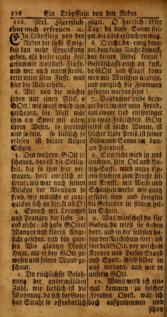 Das Kleine Davidische Psalterspiel der Kinder Zions von alten und neuen auserlesenen Geistes-Gesängen allen wahren heyls-begierigen Säuglingen der Weisheit, insonderheit aber denen Gemeinden des Herrn page 116