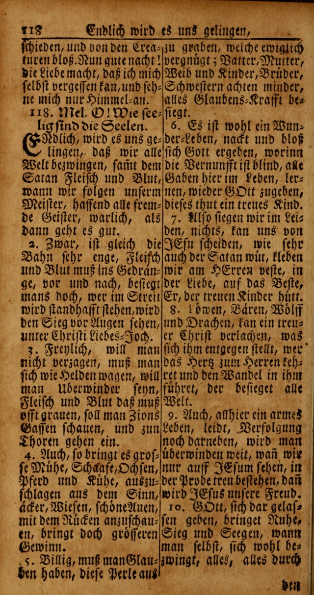 Das Kleine Davidische Psalterspiel der Kinder Zions von alten und neuen auserlesenen Geistes-Gesängen allen wahren heyls-begierigen Säuglingen der Weisheit, insonderheit aber denen Gemeinden des Herrn page 118