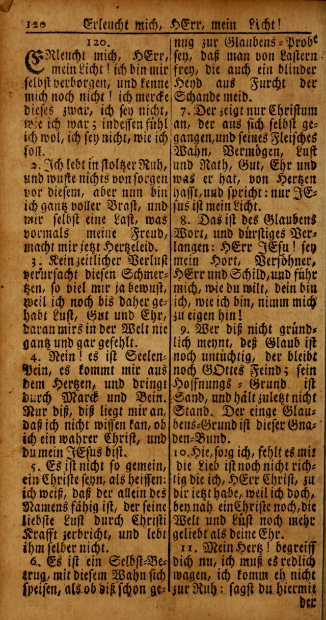 Das Kleine Davidische Psalterspiel der Kinder Zions von alten und neuen auserlesenen Geistes-Gesängen allen wahren heyls-begierigen Säuglingen der Weisheit, insonderheit aber denen Gemeinden des Herrn page 120