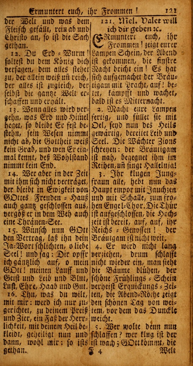 Das Kleine Davidische Psalterspiel der Kinder Zions von alten und neuen auserlesenen Geistes-Gesängen allen wahren heyls-begierigen Säuglingen der Weisheit, insonderheit aber denen Gemeinden des Herrn page 121