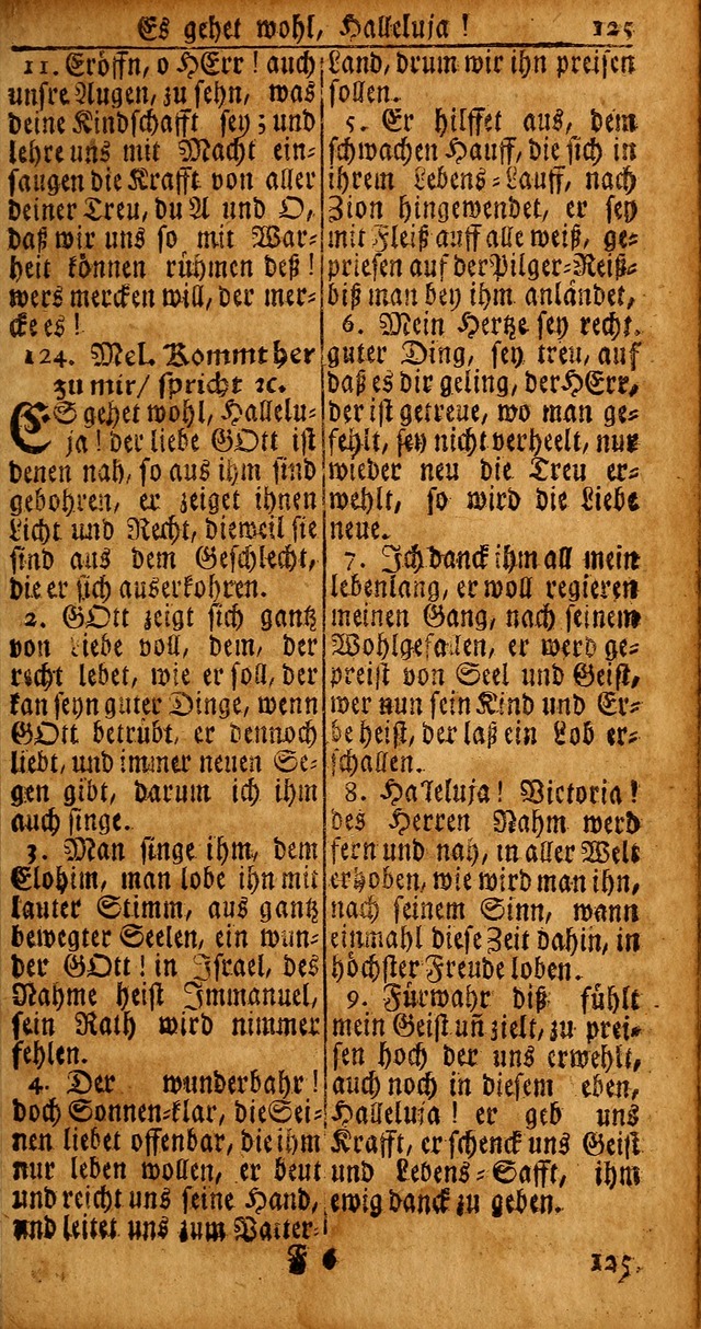 Das Kleine Davidische Psalterspiel der Kinder Zions von alten und neuen auserlesenen Geistes-Gesängen allen wahren heyls-begierigen Säuglingen der Weisheit, insonderheit aber denen Gemeinden des Herrn page 125