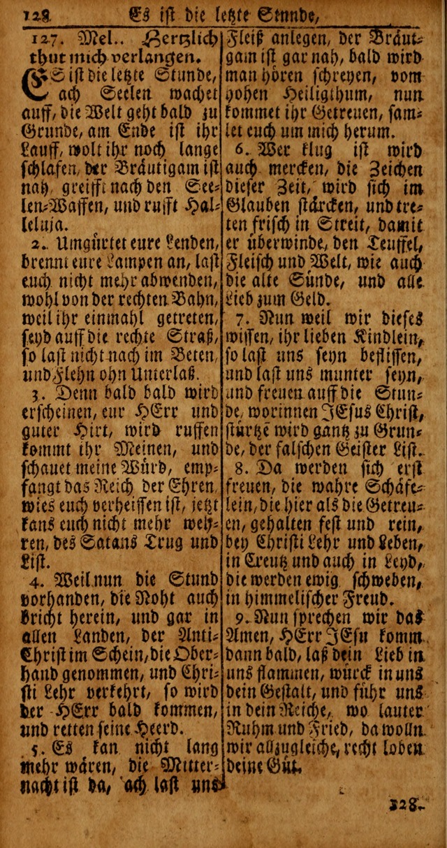 Das Kleine Davidische Psalterspiel der Kinder Zions von alten und neuen auserlesenen Geistes-Gesängen allen wahren heyls-begierigen Säuglingen der Weisheit, insonderheit aber denen Gemeinden des Herrn page 128