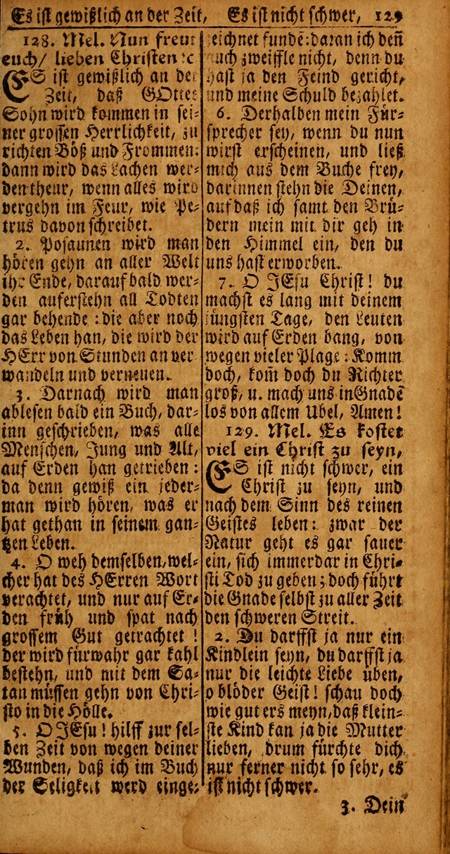 Das Kleine Davidische Psalterspiel der Kinder Zions von alten und neuen auserlesenen Geistes-Gesängen allen wahren heyls-begierigen Säuglingen der Weisheit, insonderheit aber denen Gemeinden des Herrn page 129