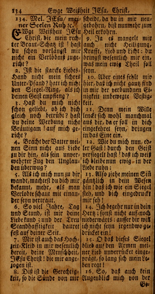 Das Kleine Davidische Psalterspiel der Kinder Zions von alten und neuen auserlesenen Geistes-Gesängen allen wahren heyls-begierigen Säuglingen der Weisheit, insonderheit aber denen Gemeinden des Herrn page 134