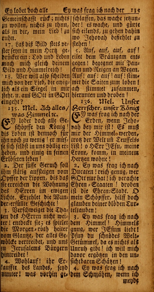 Das Kleine Davidische Psalterspiel der Kinder Zions von alten und neuen auserlesenen Geistes-Gesängen allen wahren heyls-begierigen Säuglingen der Weisheit, insonderheit aber denen Gemeinden des Herrn page 135