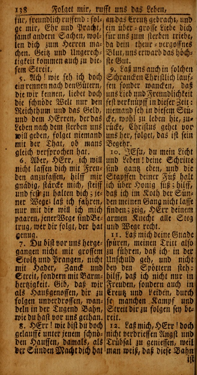 Das Kleine Davidische Psalterspiel der Kinder Zions von alten und neuen auserlesenen Geistes-Gesängen allen wahren heyls-begierigen Säuglingen der Weisheit, insonderheit aber denen Gemeinden des Herrn page 138