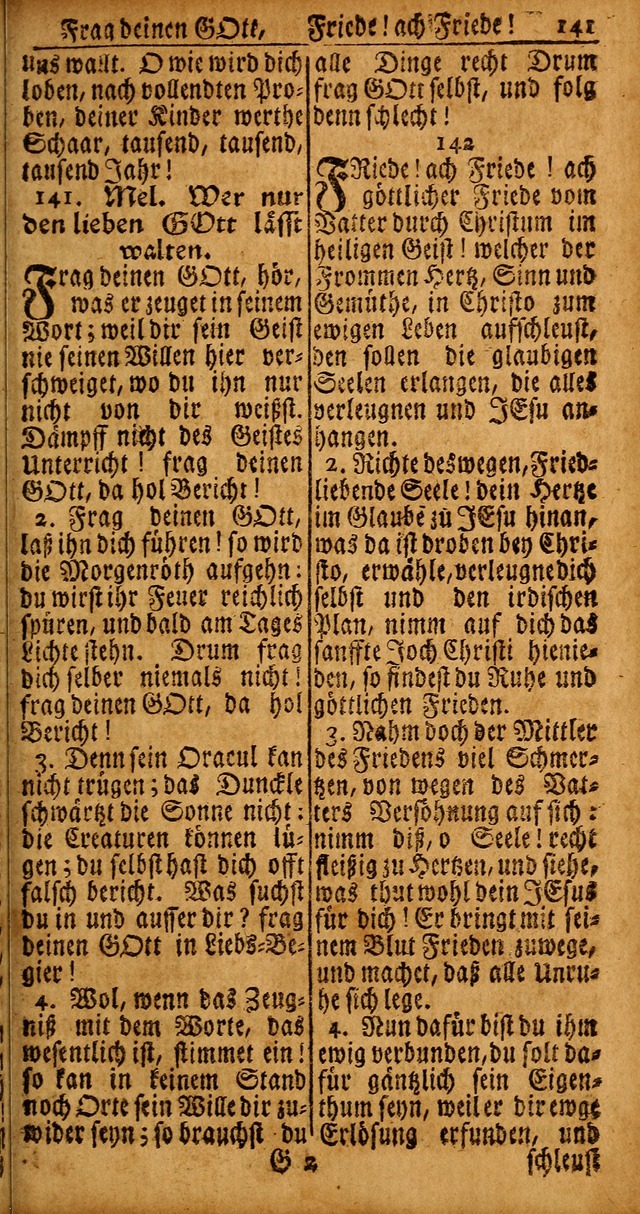 Das Kleine Davidische Psalterspiel der Kinder Zions von alten und neuen auserlesenen Geistes-Gesängen allen wahren heyls-begierigen Säuglingen der Weisheit, insonderheit aber denen Gemeinden des Herrn page 141