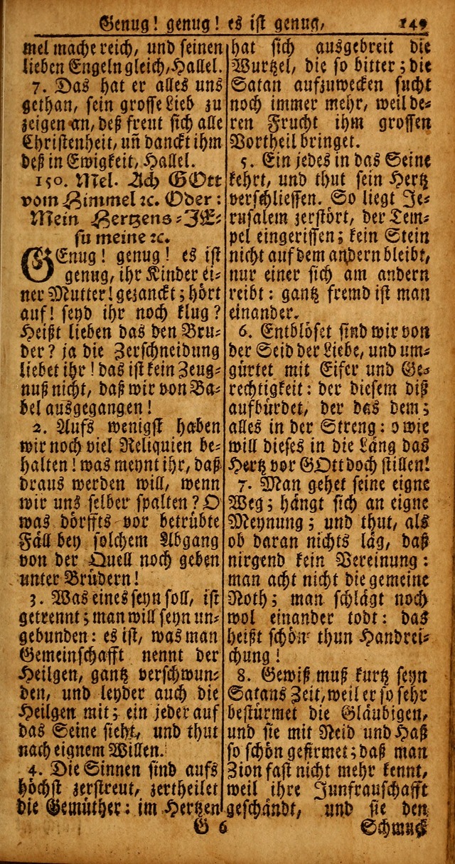 Das Kleine Davidische Psalterspiel der Kinder Zions von alten und neuen auserlesenen Geistes-Gesängen allen wahren heyls-begierigen Säuglingen der Weisheit, insonderheit aber denen Gemeinden des Herrn page 149