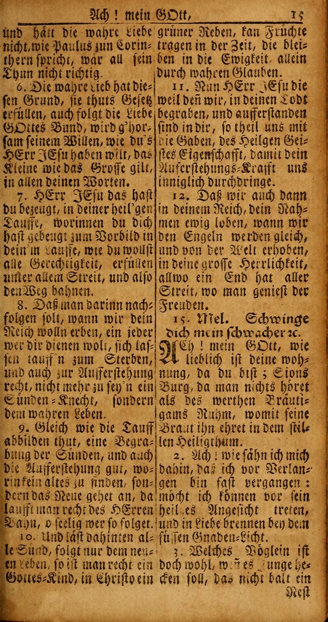 Das Kleine Davidische Psalterspiel der Kinder Zions von alten und neuen auserlesenen Geistes-Gesängen allen wahren heyls-begierigen Säuglingen der Weisheit, insonderheit aber denen Gemeinden des Herrn page 15