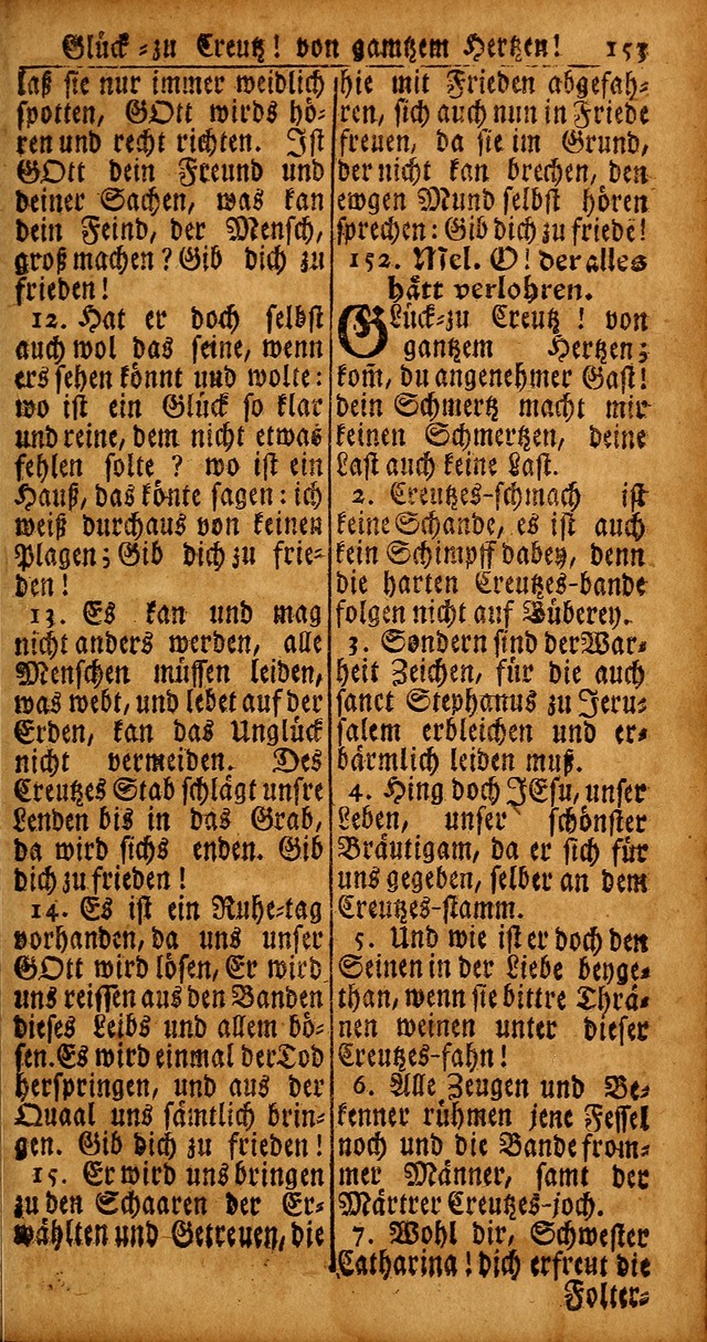 Das Kleine Davidische Psalterspiel der Kinder Zions von alten und neuen auserlesenen Geistes-Gesängen allen wahren heyls-begierigen Säuglingen der Weisheit, insonderheit aber denen Gemeinden des Herrn page 153